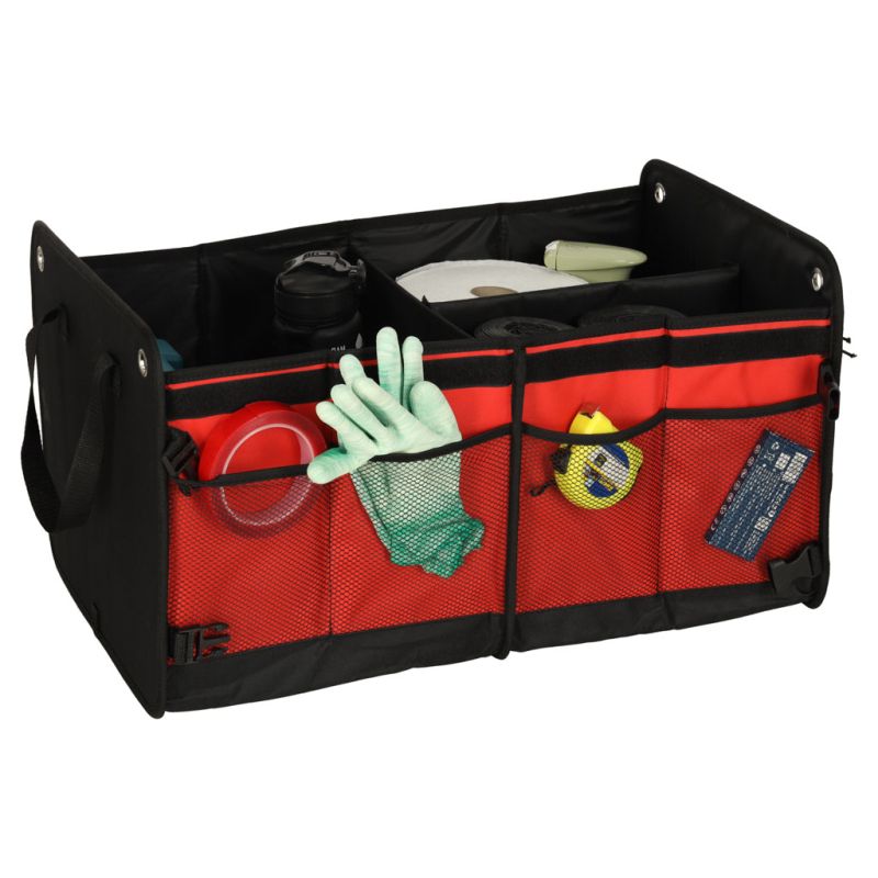 Organizer do bagażnika duża torba do samochodu czarny czerwony - obrazek 7