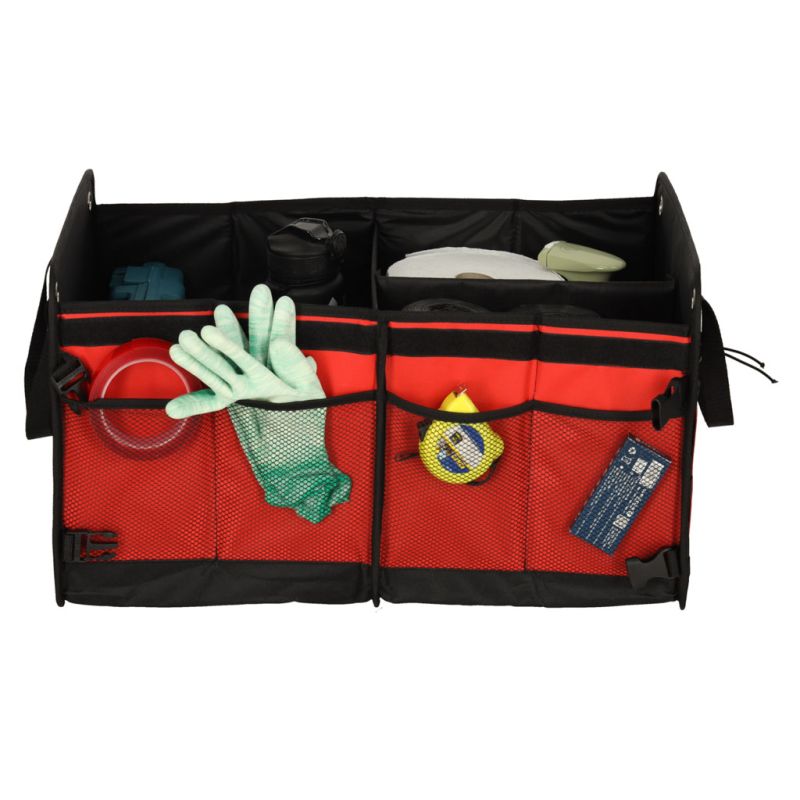 Organizer do bagażnika duża torba do samochodu czarny czerwony - obrazek 8