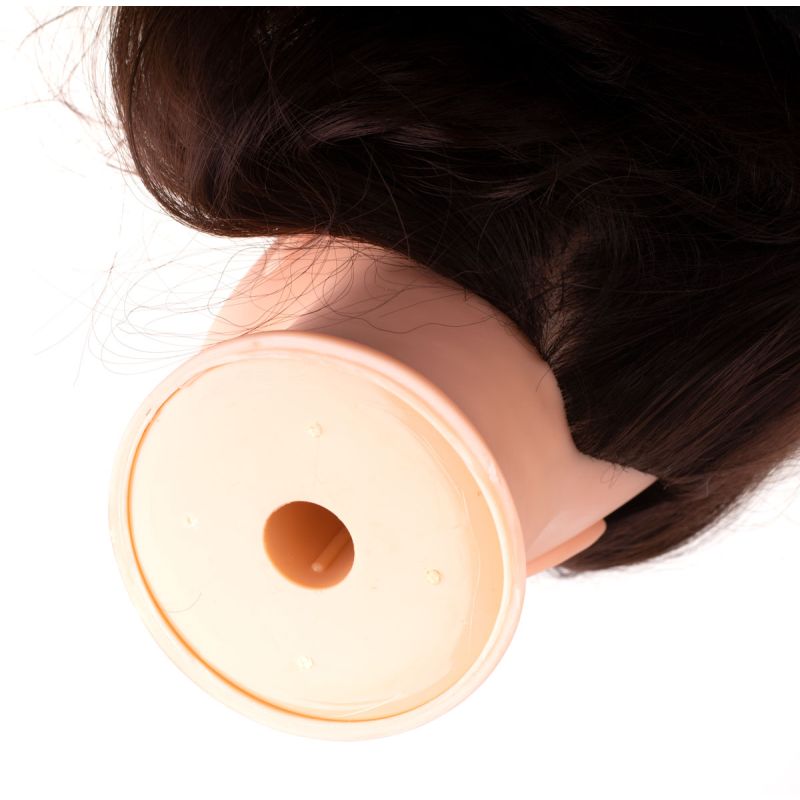 Główka głowa treningowa fryzjerska naturalne włosy brąz - obrazek 4