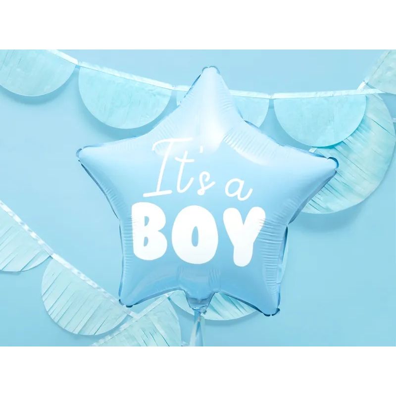 Balon foliowy "It's a boy" na baby shower gwiazda niebieska 48cm - obrazek 2