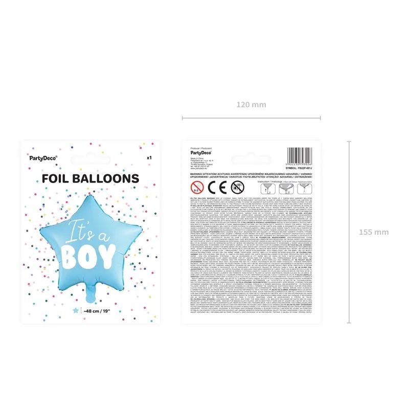 Balon foliowy "It's a boy" na baby shower gwiazda niebieska 48cm - obrazek 3