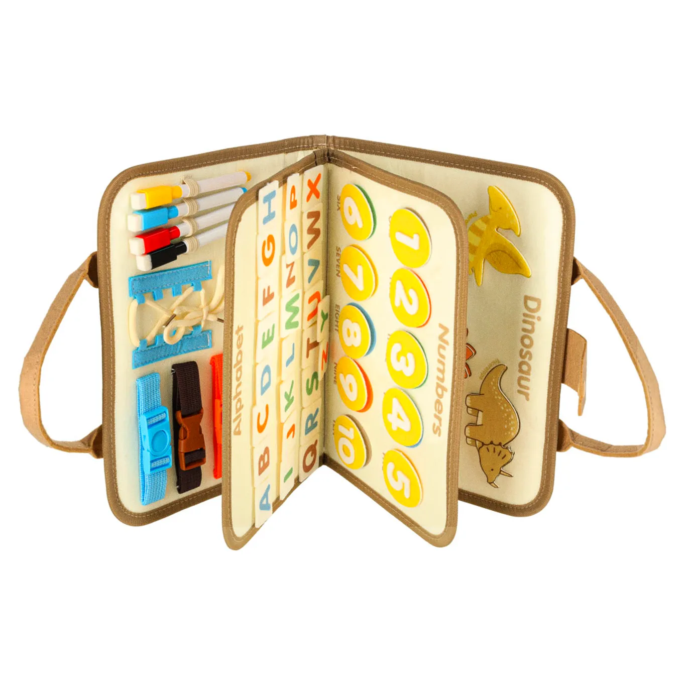 Tablica manipulacyjna sensoryczna montessori walizka dinozaury - obrazek 10