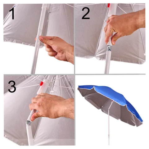 Parasol ogrodowy plażowy regulowany łamany składany UV 150cm niebieski