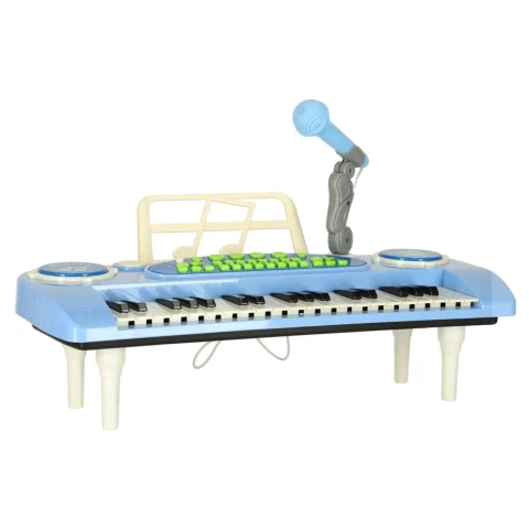 Keyboard dla dzieci pianinko interaktywne organki 37 klawiszy mikrofon statyw niebieski
