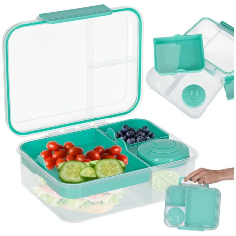Lunch box śniadaniówka pudełko śniadaniowe z przegródkami dzielone 2200ml miętowe
