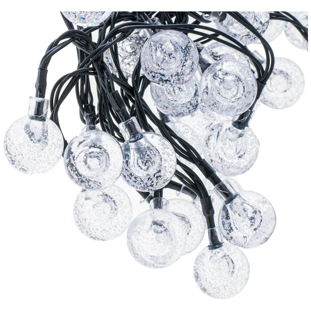 Lampki ogrodowe solarne kulki 7m 50LED ciepły biały - obrazek 3