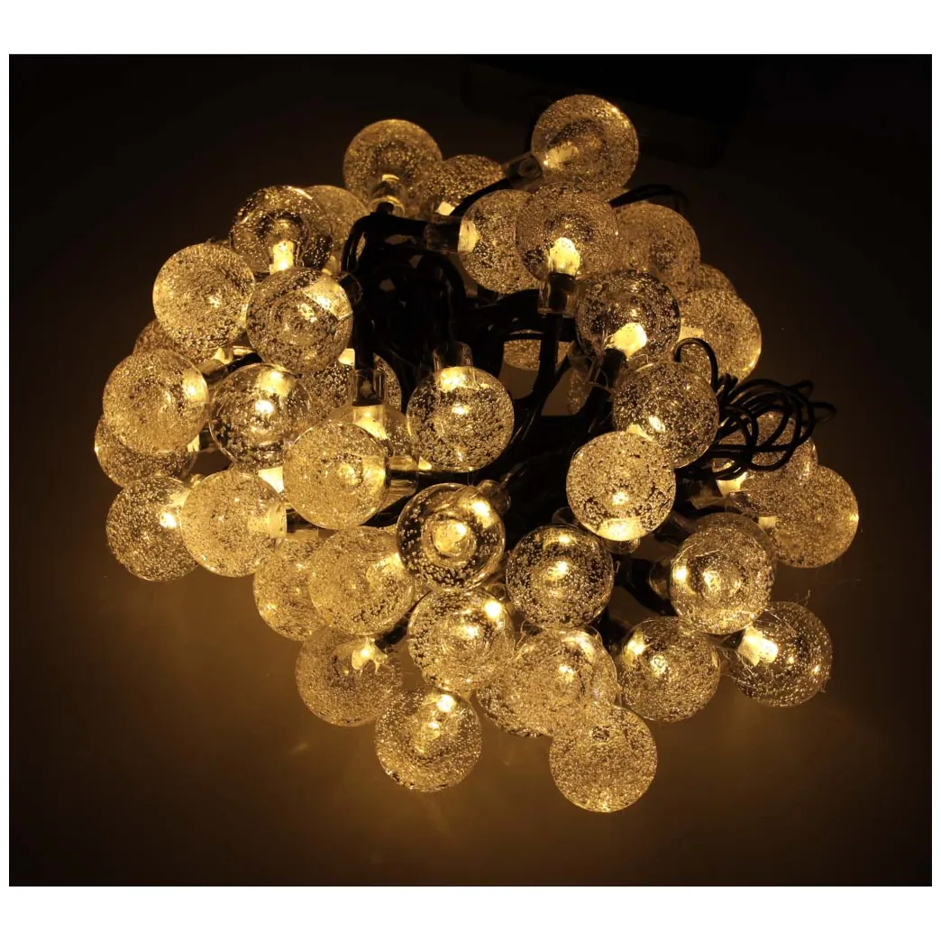 Lampki ogrodowe solarne kulki 7m 50LED ciepły biały - obrazek 8