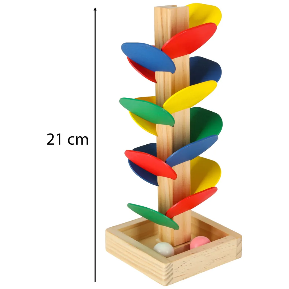 Drzewko edukacyjne klocki drewniane tor kulkowy Kulodrom Montessori - obrazek 2
