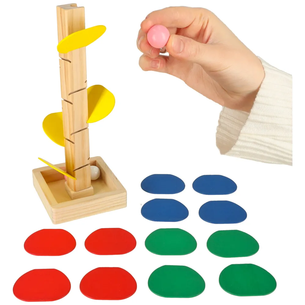 Drzewko edukacyjne klocki drewniane tor kulkowy Kulodrom Montessori - obrazek 7