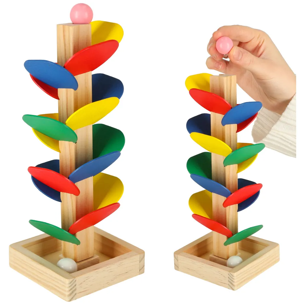 Drzewko edukacyjne klocki drewniane tor kulkowy Kulodrom Montessori - obrazek 8