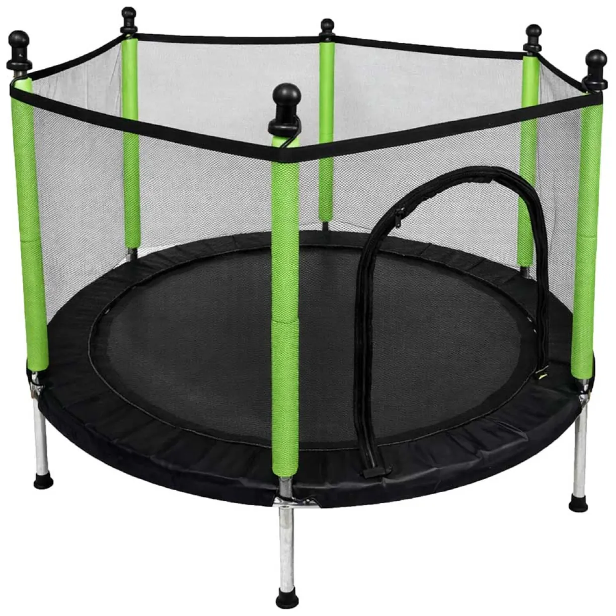 Trampolina do domu ogrodu dla dzieci siatka piłki 140cm 55inch zielona - obrazek 2