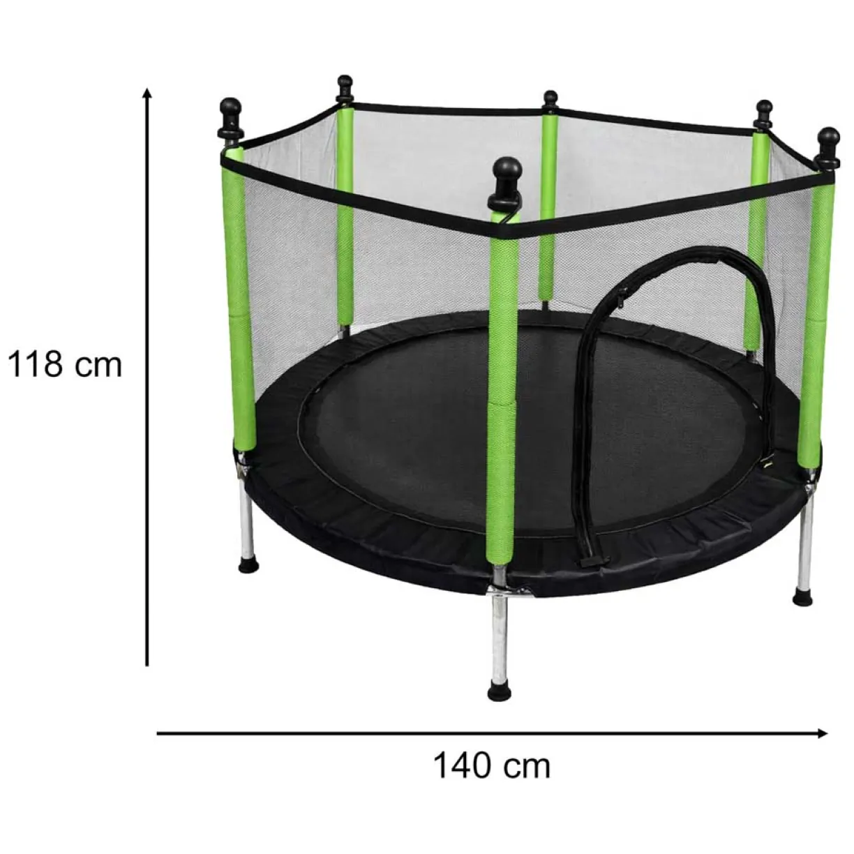 Trampolina do domu ogrodu dla dzieci siatka piłki 140cm 55inch zielona - obrazek 4