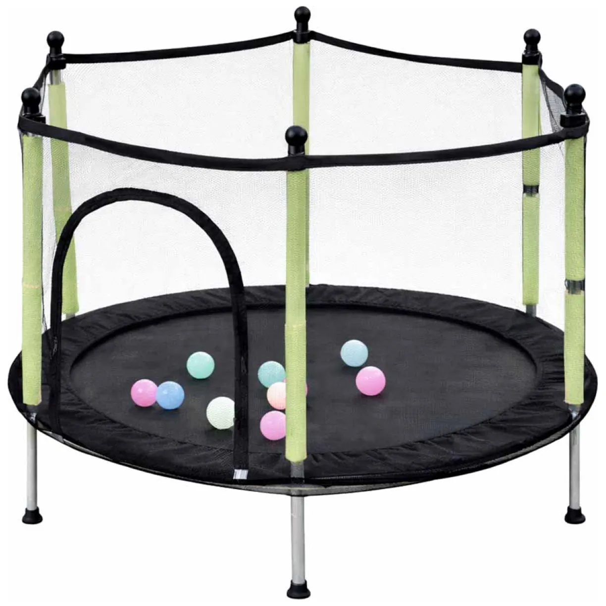 Trampolina do domu ogrodu dla dzieci siatka piłki 140cm 55inch zielona - obrazek 7