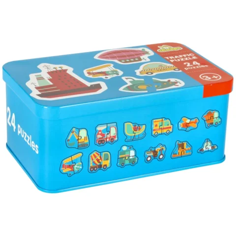 Puzzle dla dzieci układanka w puszce pojazdy 48 puzzli 24 obrazki