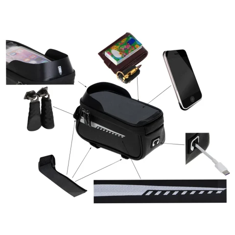 Torba rowerowa sakwa wodoodporna uchwyt na telefon