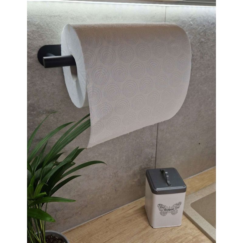 Uchwyt wieszak na papier ręcznik papierowy kuchenny taśma dwustronna mat loft czarny - obrazek 3