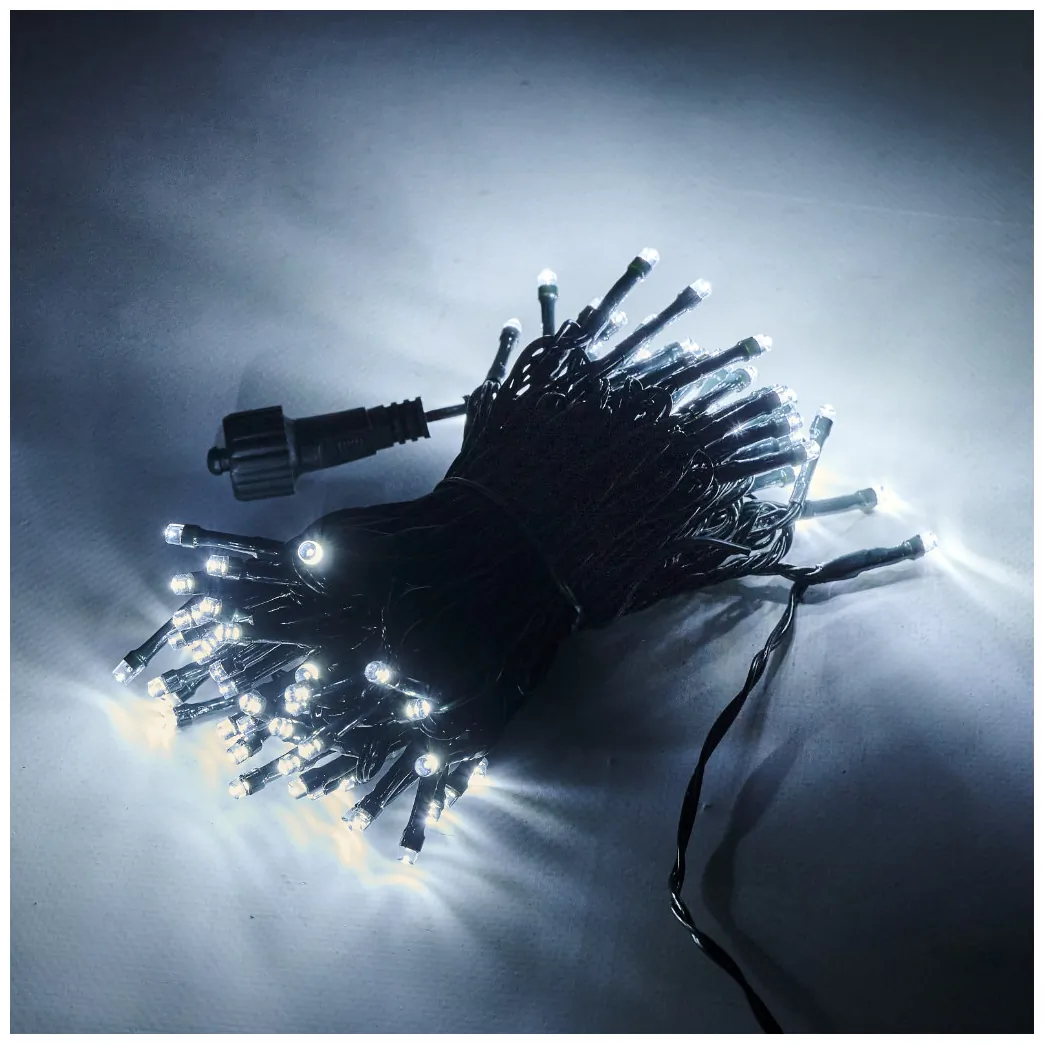 Lampki LED łańcuch świetlny świąteczne choinkowe 10m 100LED zimny biały 8 trybów świecenia - obrazek 4
