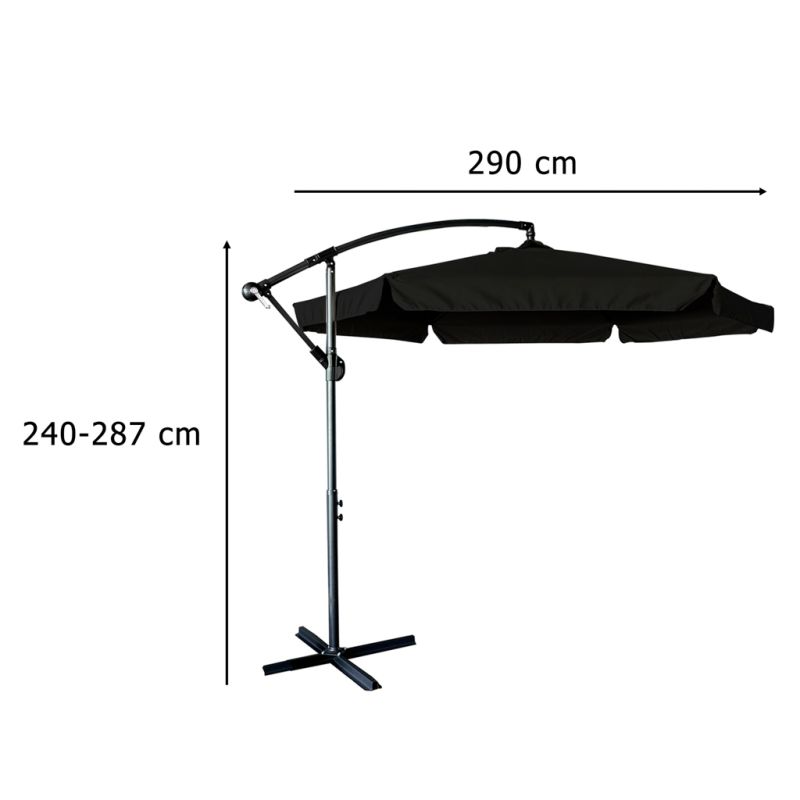 Parasol ogrodowy LUARO duży składany z wysięgnikiem 290cm czarny - obrazek 10