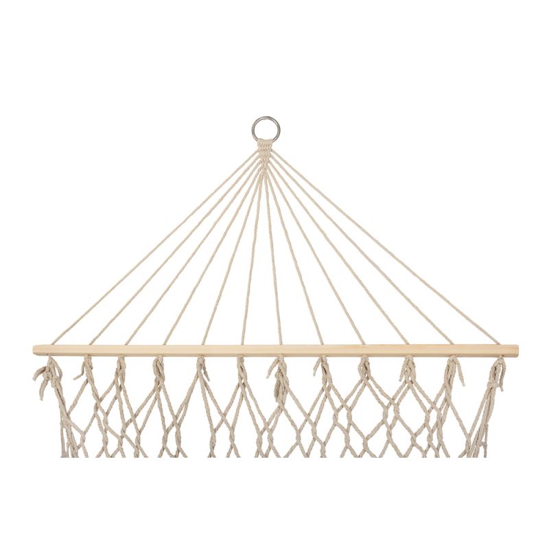 Hamak ogrodowy brazylijski boho siatka frędzle 200cm 150kg Ecru - obrazek 3