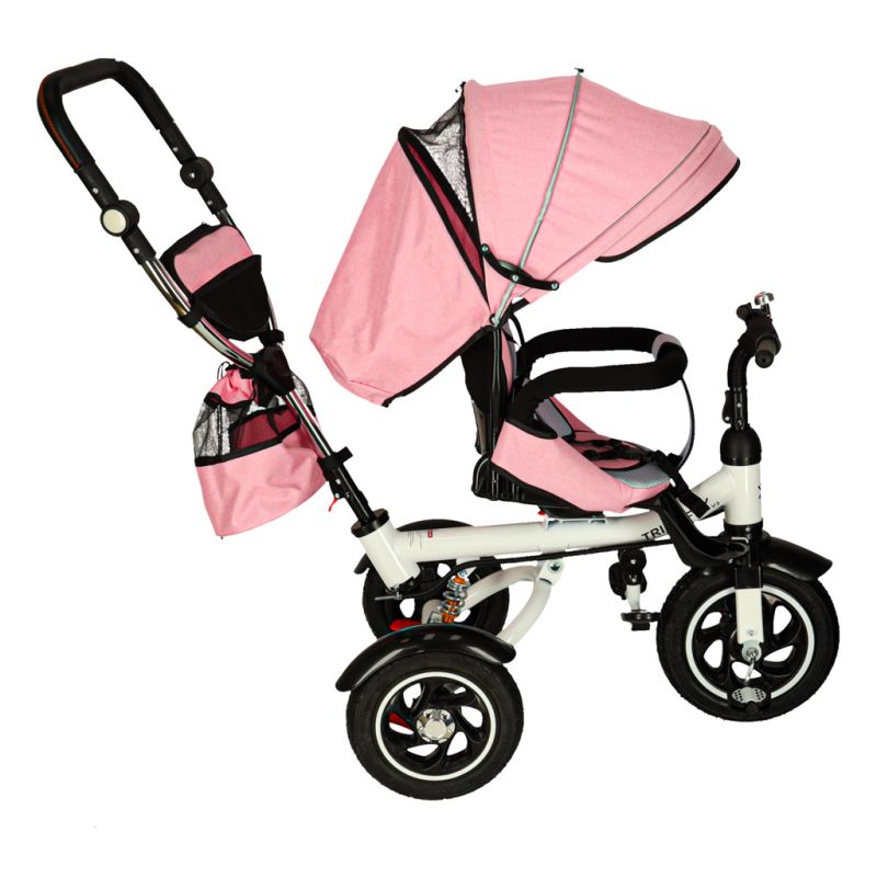 Rowerek trójkołowy Trike Fix V3 rower spacerówka 3w1 obracany 360 wolne koło różowy - obrazek 2