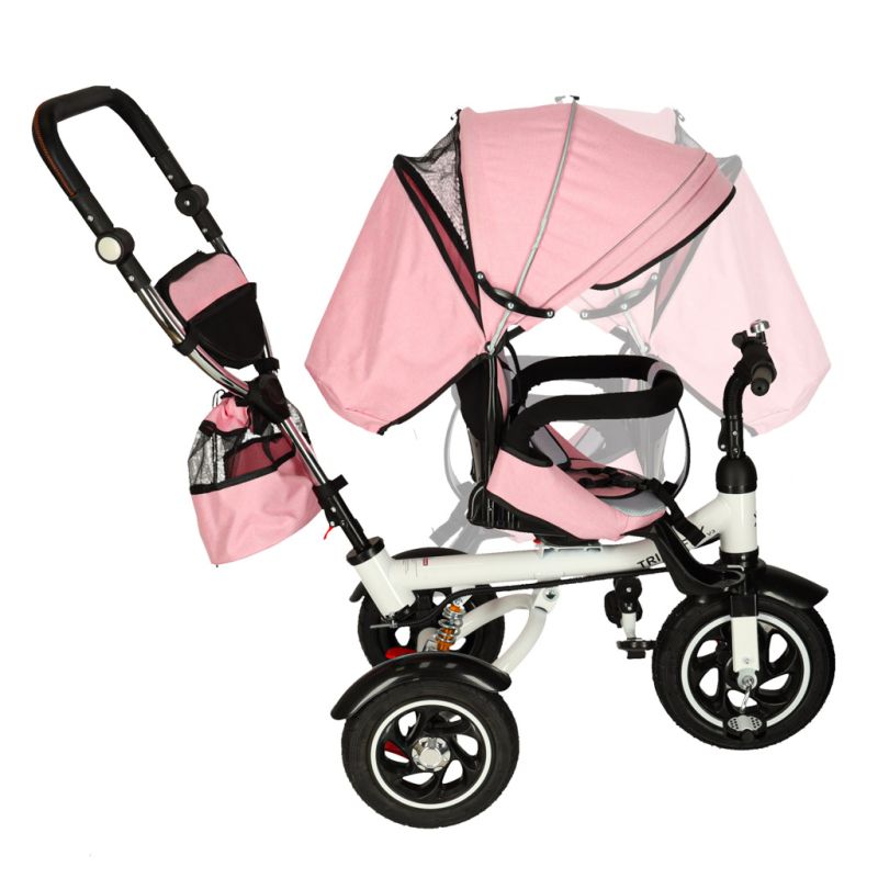 Rowerek trójkołowy Trike Fix V3 rower spacerówka 3w1 obracany 360 wolne koło różowy - obrazek 17