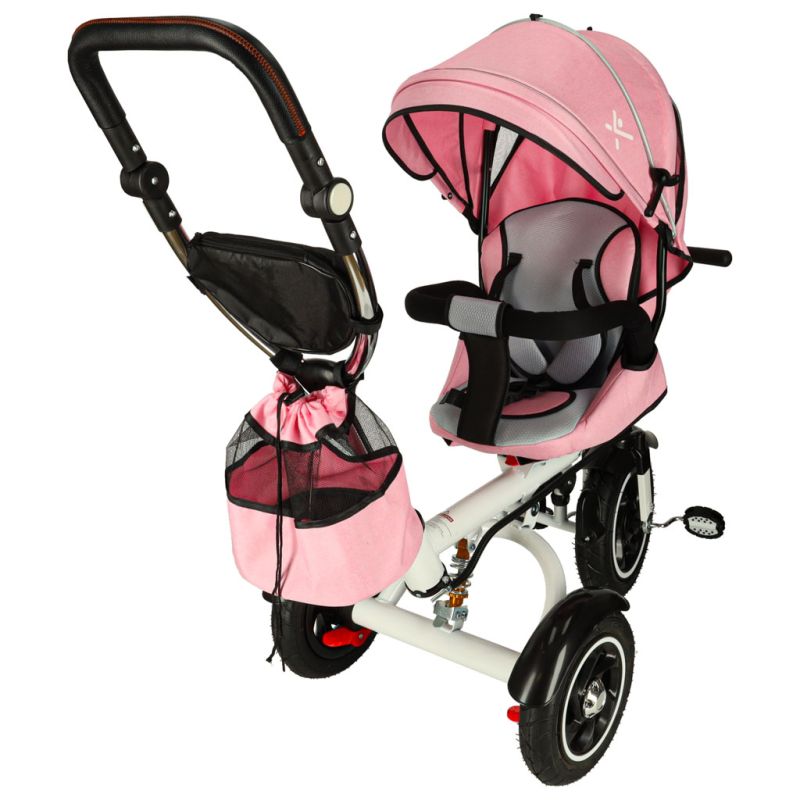 Rowerek trójkołowy Trike Fix V3 rower spacerówka 3w1 obracany 360 wolne koło różowy - obrazek 5