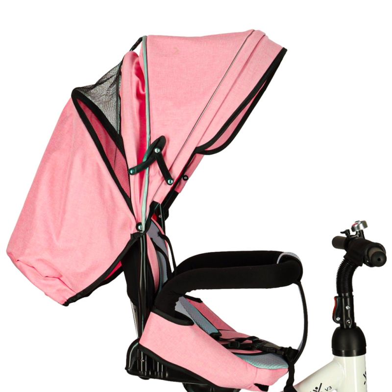 Rowerek trójkołowy Trike Fix V3 rower spacerówka 3w1 obracany 360 wolne koło różowy - obrazek 10