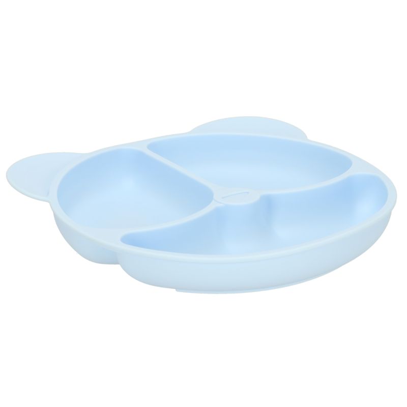Naczynia silikonowe dla dzieci niemowląt zestaw stołowy 4 elementów miś niebieski - obrazek 4