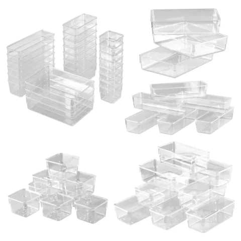 Organizer pudełka pojemniki do szuflady przechowywanie 4 rozmiary 25 szt.