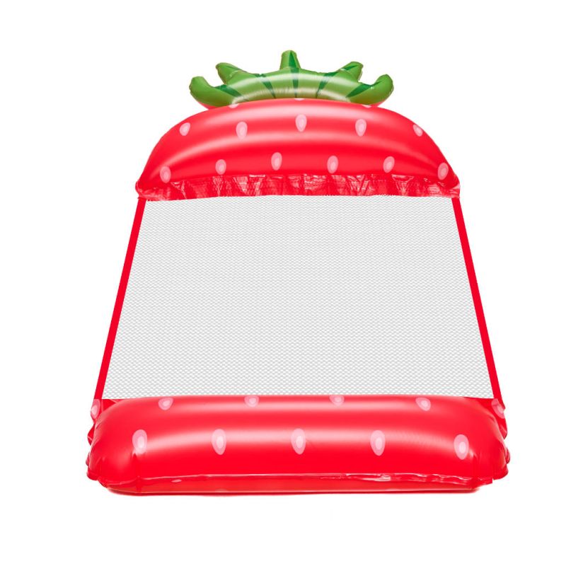 Materac dmuchany plażowy hamak wodny leżak fotel krzesło do pływania basenu truskawka - obrazek 3