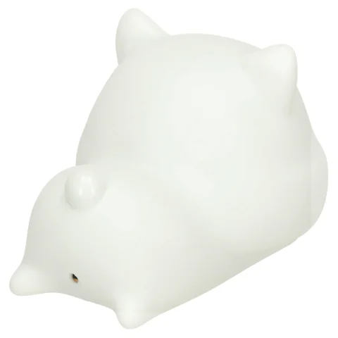 Lampka nocna dla dzieci silikonowa dotykowa miękka USB biała kotek leżący