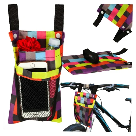 Torba na rower hulajnogę kierownicę telefon sakwa rowerowa kolorowa kratka