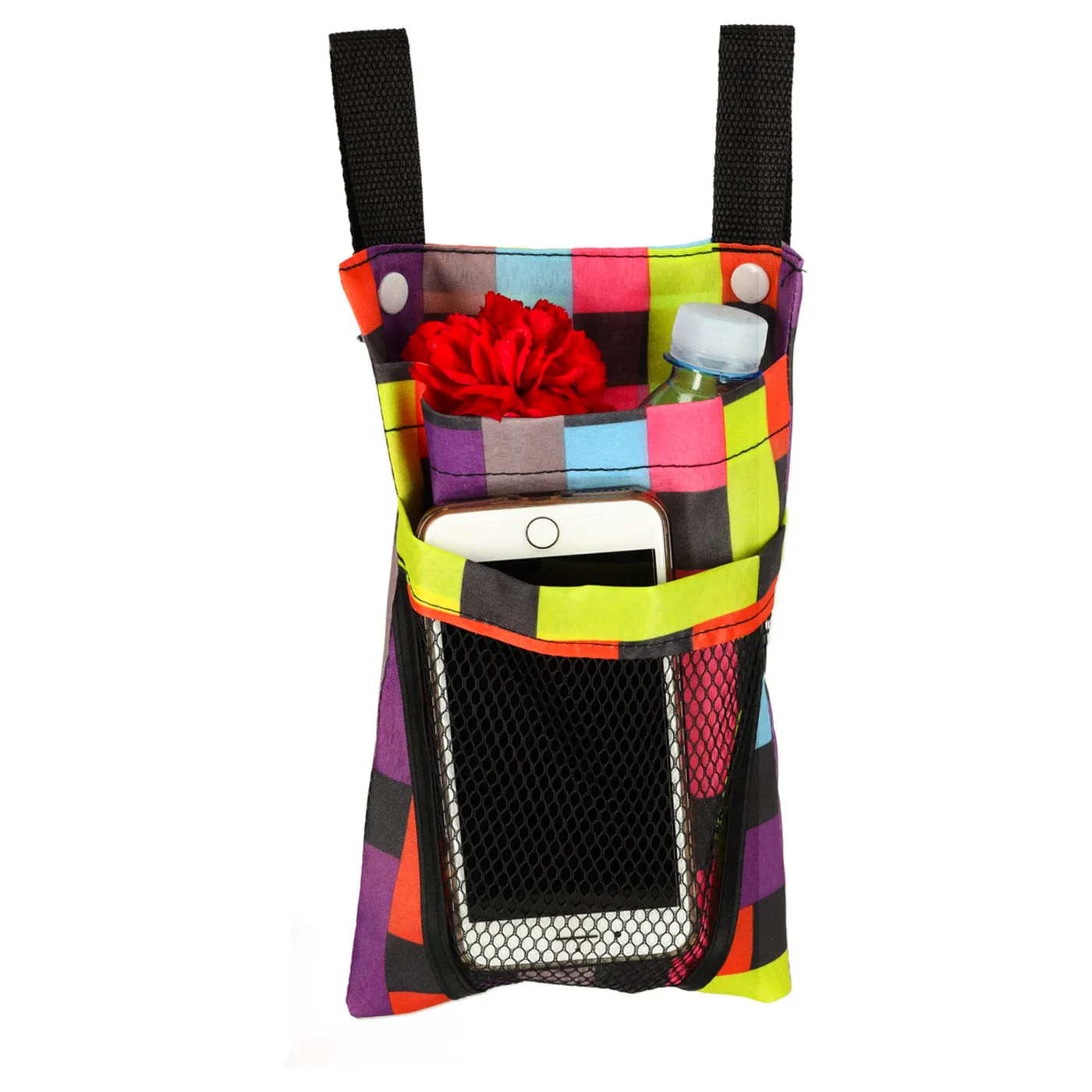 Torba na rower hulajnogę kierownicę telefon sakwa rowerowa kolorowa kratka - obrazek 8