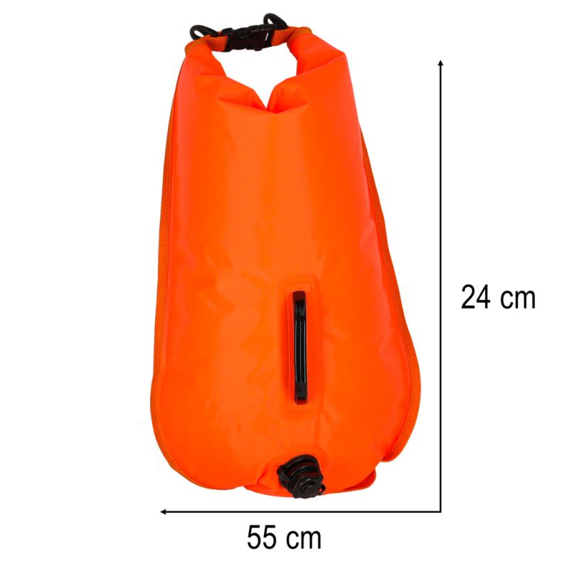 Bojka do pływania boja asekuracyjna ratunkowa pływacka sucha kieszeń gwizdek 28l - obrazek 11