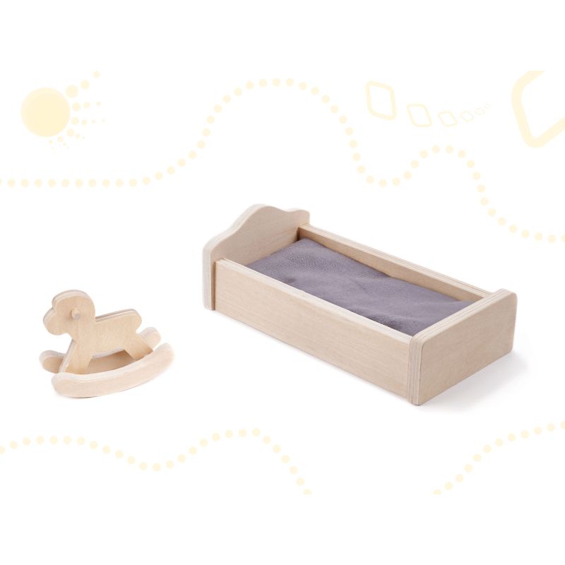 Domek dla lalek drewniany mebelki 70cm szary - obrazek 12