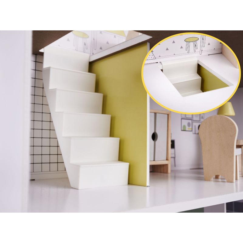 Domek dla lalek drewniany mebelki 70cm szary - obrazek 14