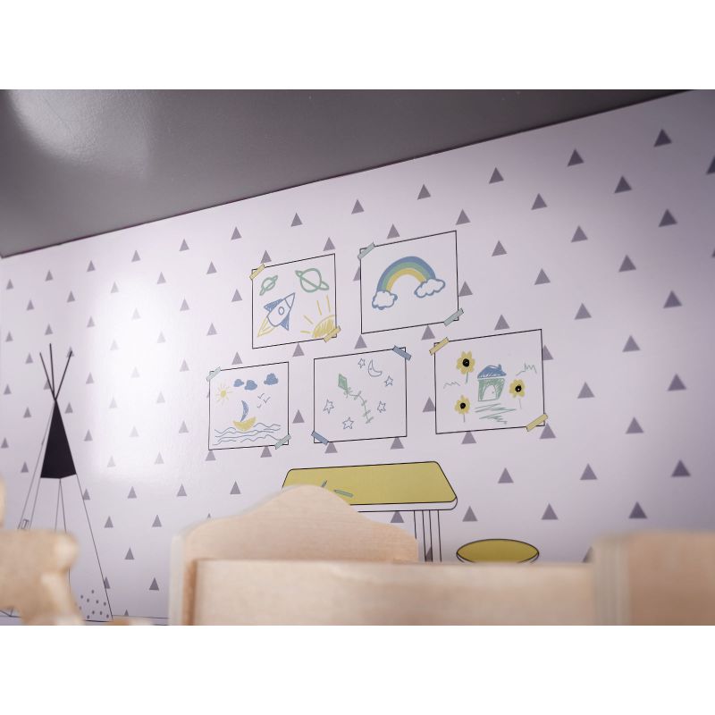 Domek dla lalek drewniany mebelki 70cm szary - obrazek 15