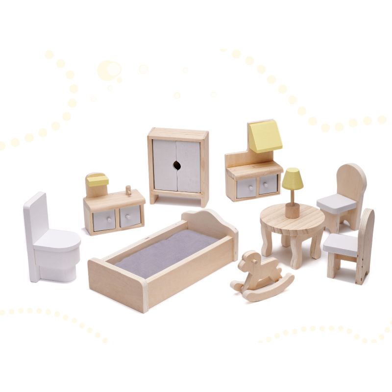 Domek dla lalek drewniany mebelki 70cm szary - obrazek 17