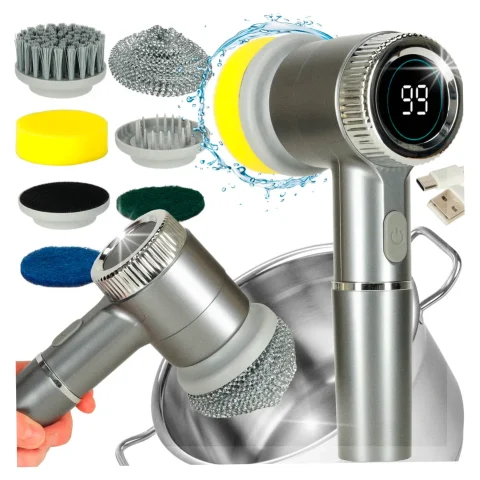 Szczotka myjka elektryczna do czyszczenia 5w1 do łazienki podłogi fug basenu LED