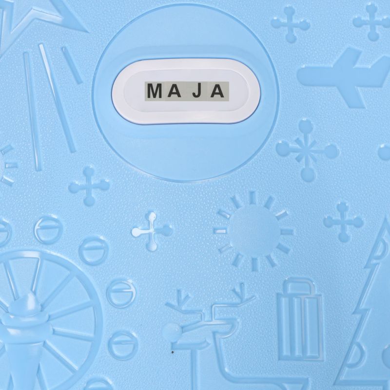 Walizka podróżna kabinowa dla dzieci na kółkach LED bagaż podręczny z imieniem niebieska - obrazek 8