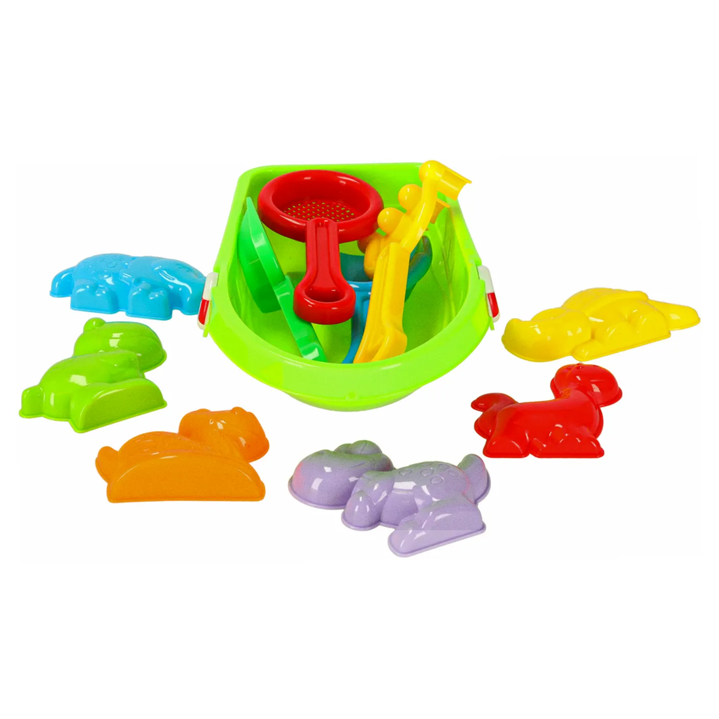 Statek łódka z akcesoriami foremkami do piasku wody foremki + sikawka strzykawka 12el.