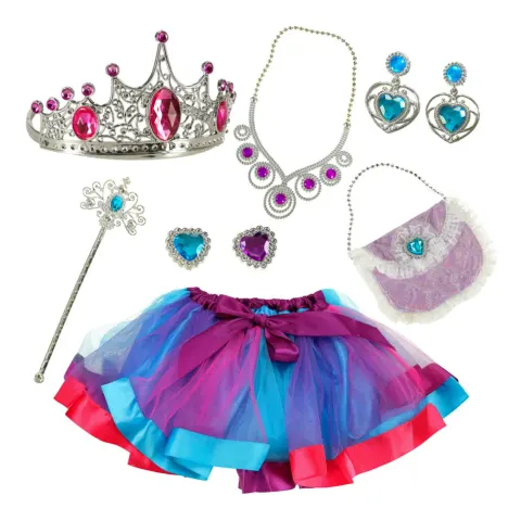 Kostium strój karnawałowy przebranie królowa księżniczka korona torebka 9 elementów