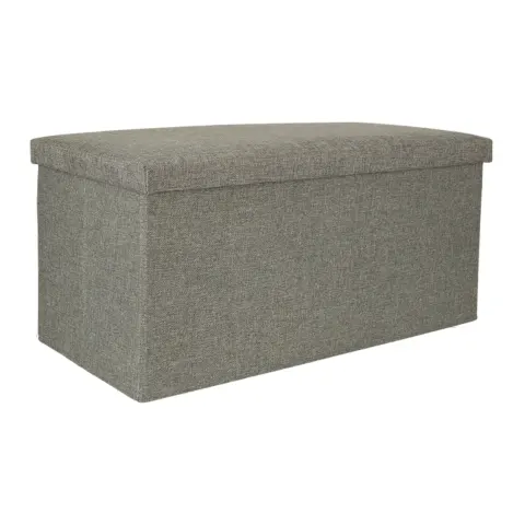 Pufa składana ze schowkiem otwierana do siedzenia podnóżek szary duży 76x38x38cm