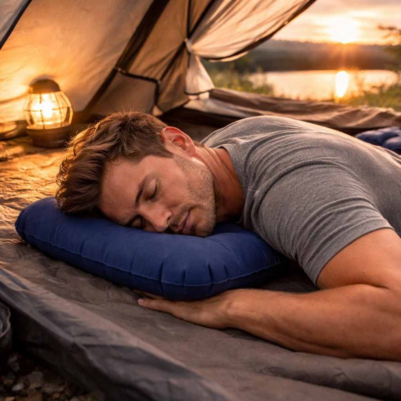 Poduszka dmuchana turystyczna welurowa BESTWAY 67121 granatowa - obrazek 7