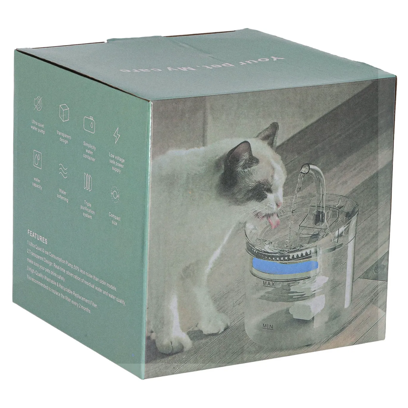 Poidełko fontanna dla psa kota zwierząt automatyczne poidło USB 1,8l filtr czyszczący - obrazek 12