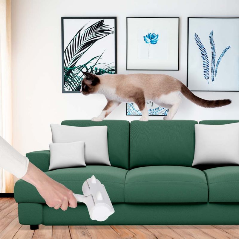 Szczotka wałek rolka do czyszczenia sierści z ubrań tapicerki biała niebieska - obrazek 9