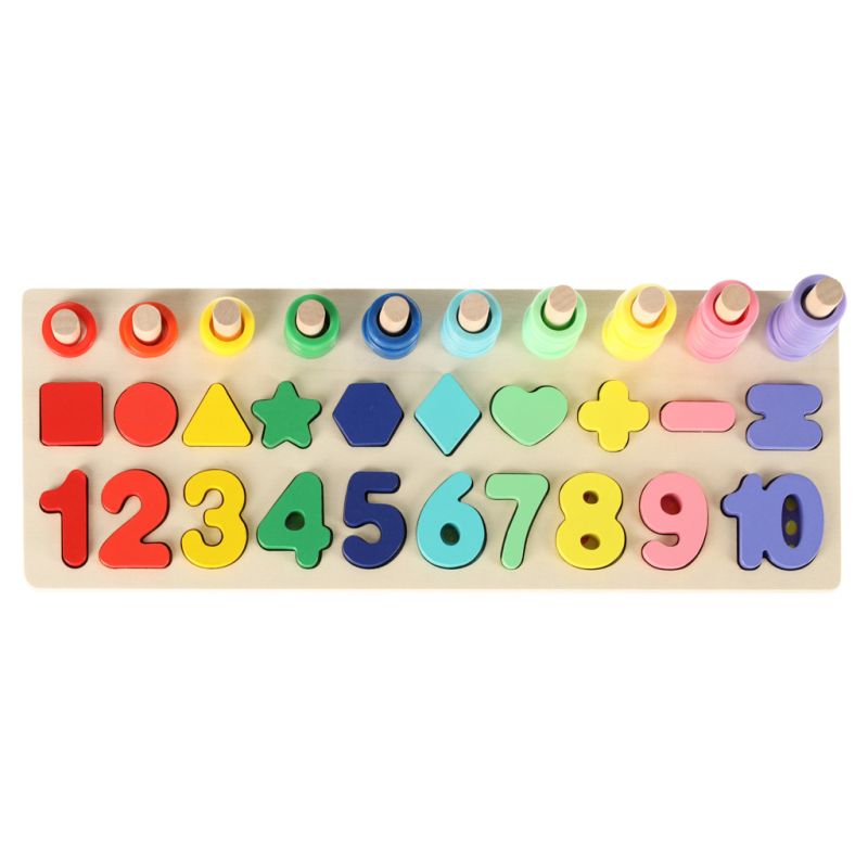 Liczydło drewniane sorter cyfry montessori 3w1 13x36cm - obrazek 2