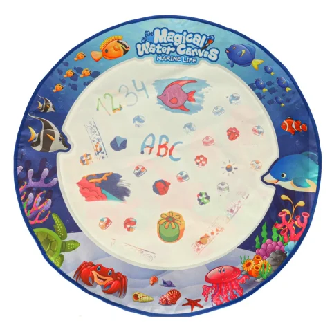 Mata wodna do malowania rysowania wodą mazaki pieczątki szablony wałek okrągła 80cm wodny świat