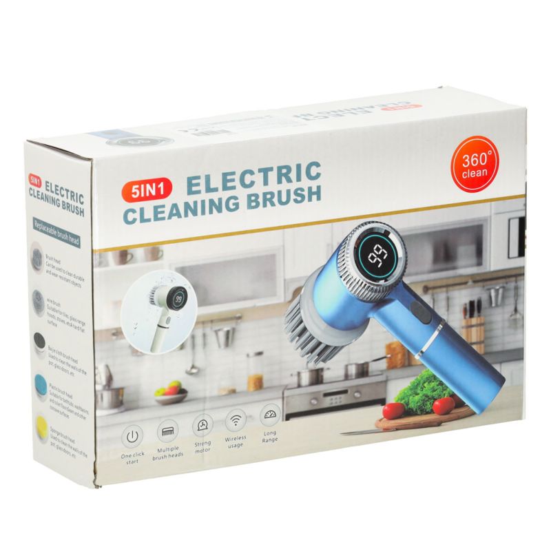 Szczotka myjka elektryczna do czyszczenia 5w1 do łazienki podłogi fug basenu LED - obrazek 17