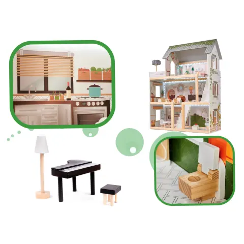 Domek dla lalek drewniany LULILO FLORO boho LED 78cm